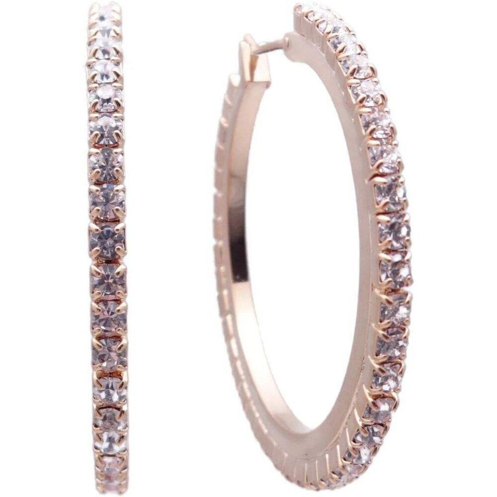 Mariana On a Clear Day Gold Earrings in Clear Crystal Hoop Style 001 NWT